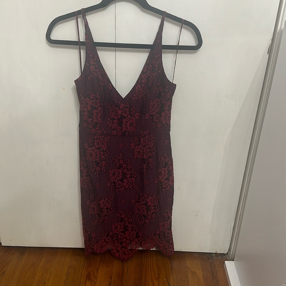Vici Collection Maroon Lace Mini Dress